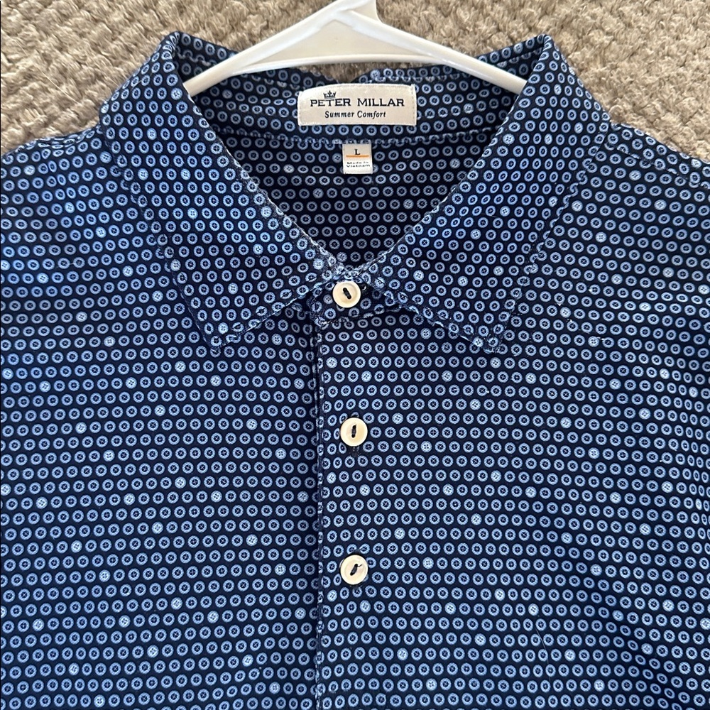 Peter Millar Navy Geometric Men's Shirt